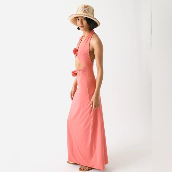 MAYGEL CORONEL Vaupes Dress in Tropical Pink Coral Halter Maxi Dress - Picture 6 of 13